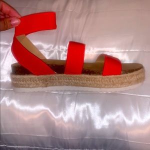 Red Time and Tru platform sandals